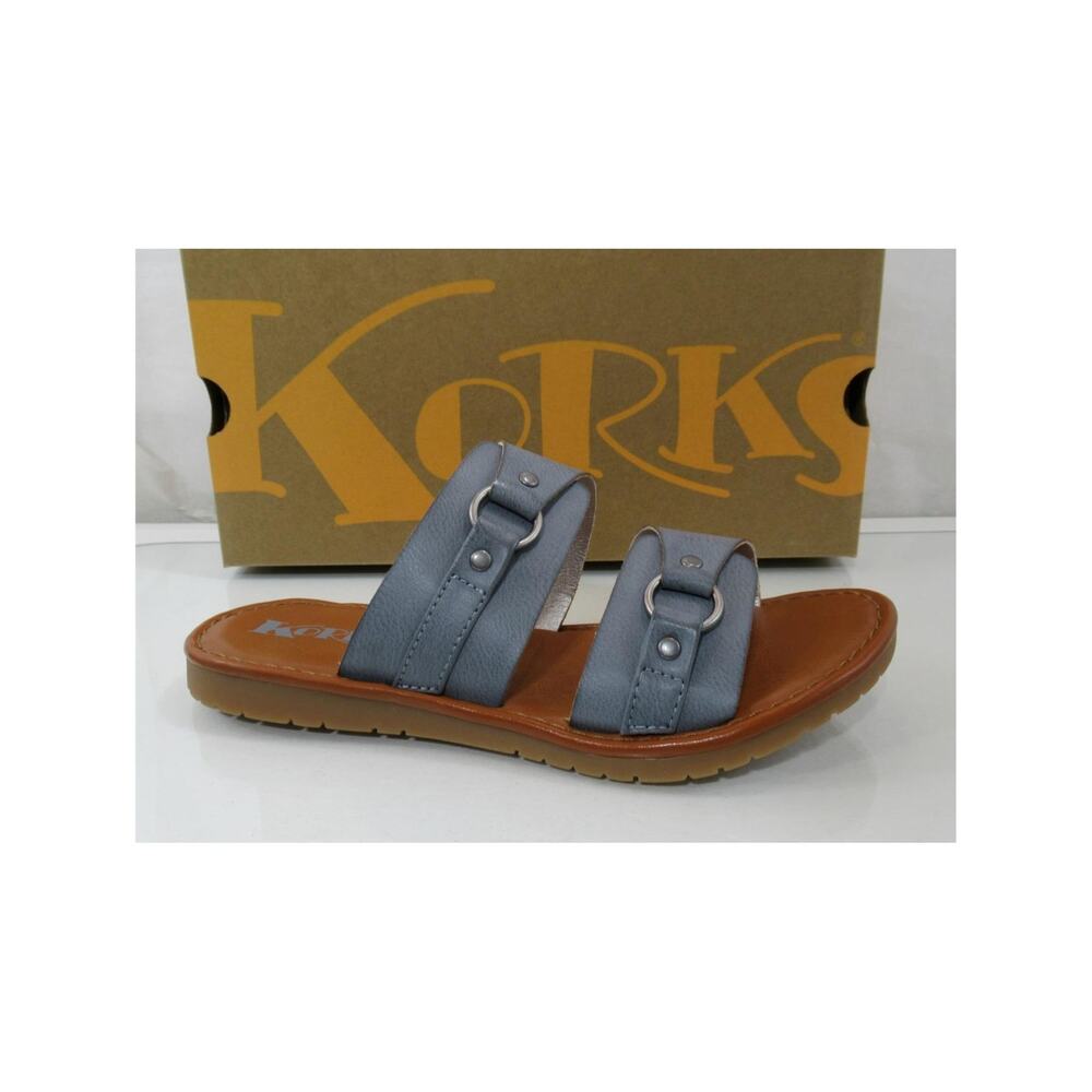 Korks Size 7 Sonata Two Straps Slide Sandals Comfort Light Blue